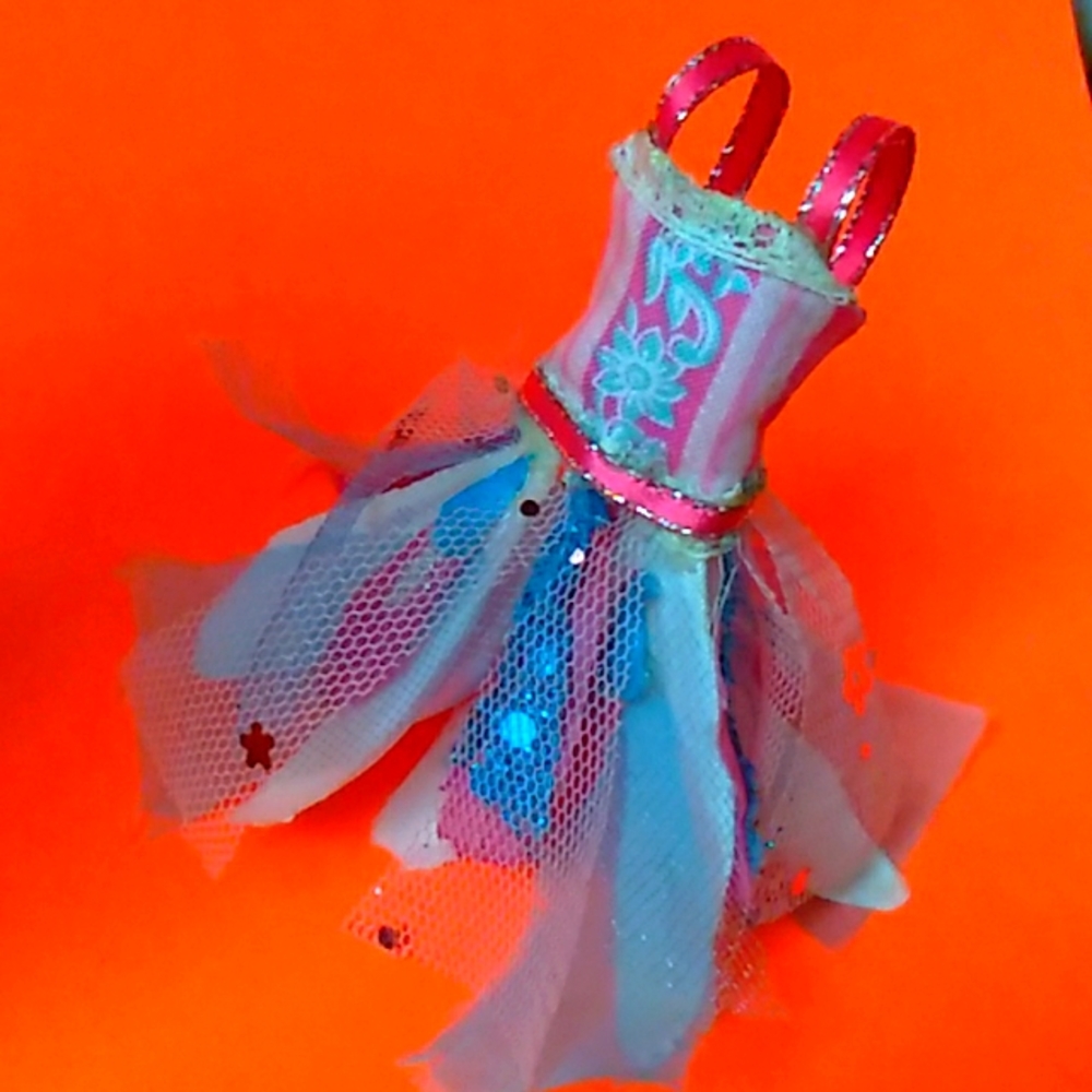 Handmade beautifully detailed fairy dress 4" custom fabrics available.